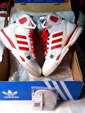 Kid Cudi x Adidas Torsion Artillery White & Red "Wyld Stallyns" High Top Shoes